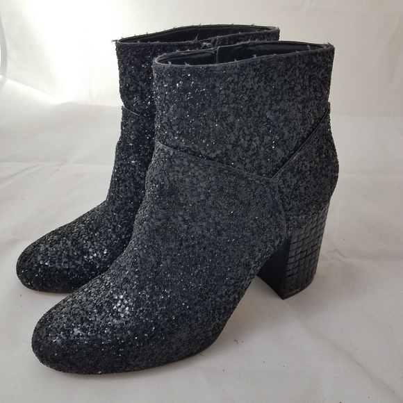 Michael Kors Black Glitter Block Heel Bootie 7.5 - Picture 10 of 10